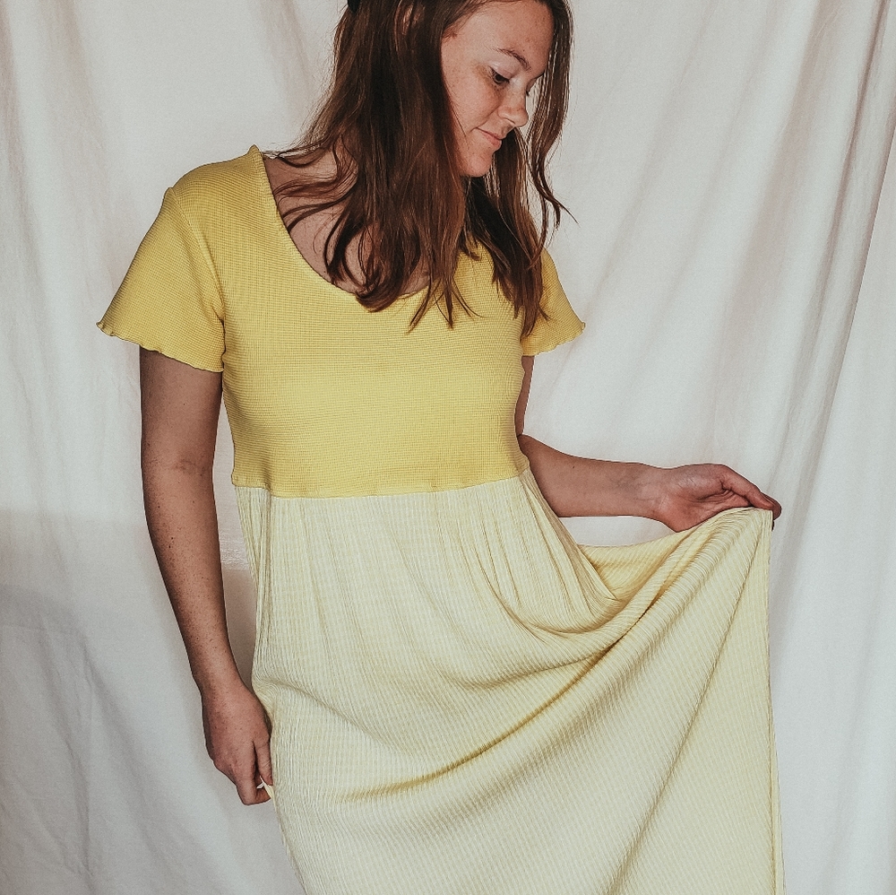 Mia & Co Yellow Linen Maxi Dress